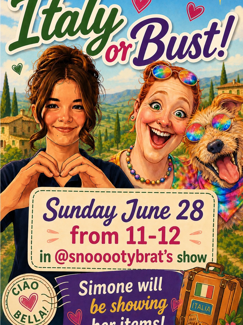 Italy or Bust! Flyer- Sunday July 12 9am Eastern - Picture 2 of 2